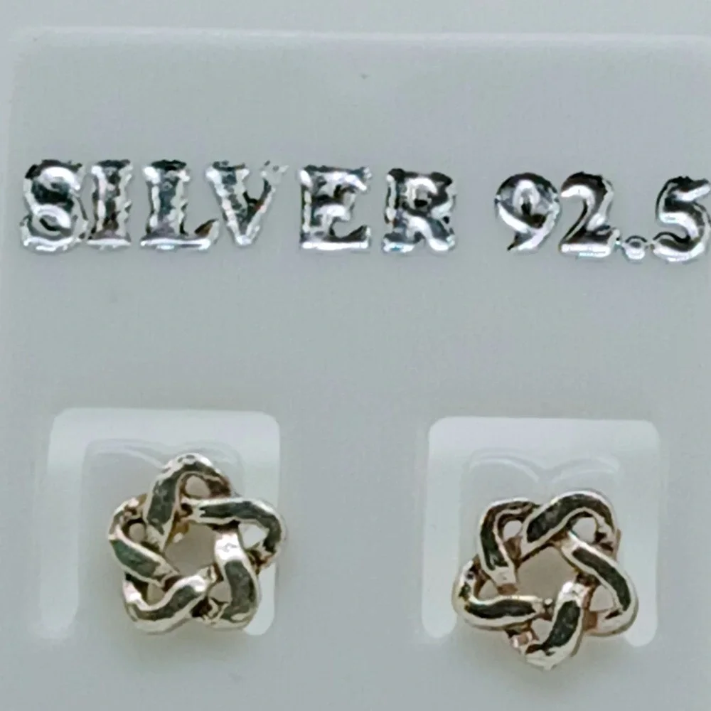 Sterling Silver 925 Celtic Knot Star Stud Earrings Interwoven Geometric Vintage - Picture 2 of 16